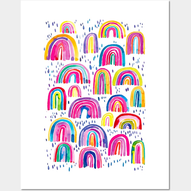 Cute Colorful Watercolor Rainbows Wall Art by ninoladesign